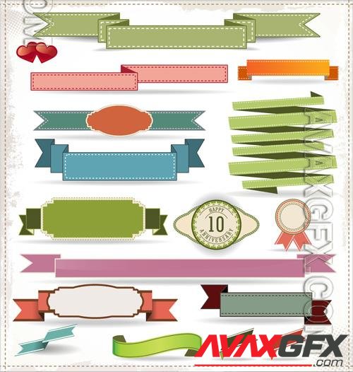 Vector retro ribbons and labels eps