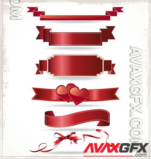 Vector red ribbons and labels