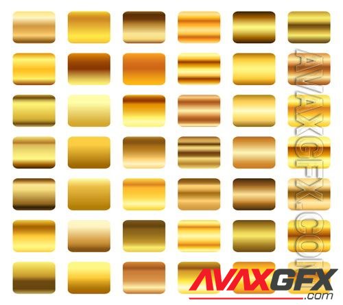 Vector golden gradients set shiny polished metal collection