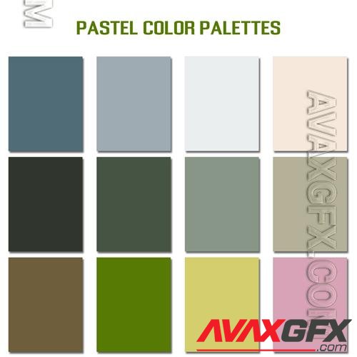 Vector abstract pastel color palettes set