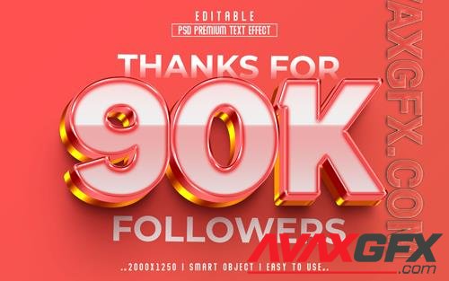 PSD 90k followers 3d editable psd text effect style