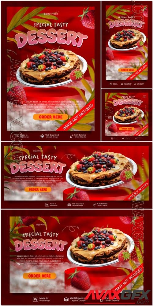 PSD special tasty dessert limited edition for promotion social media instagram post feed banner template