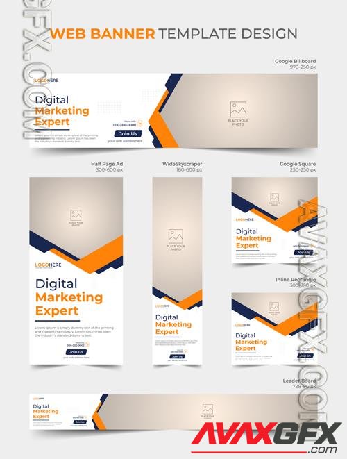 Vector multipurpose abstract web banner template set design, social media promotion cover template