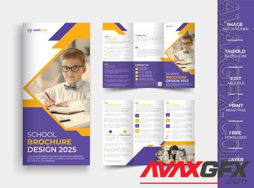 Vector back to kids school admission trifold brochure design education template layout
