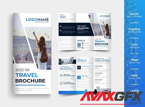 Vector abstract travel agency trifold brochure design template layout