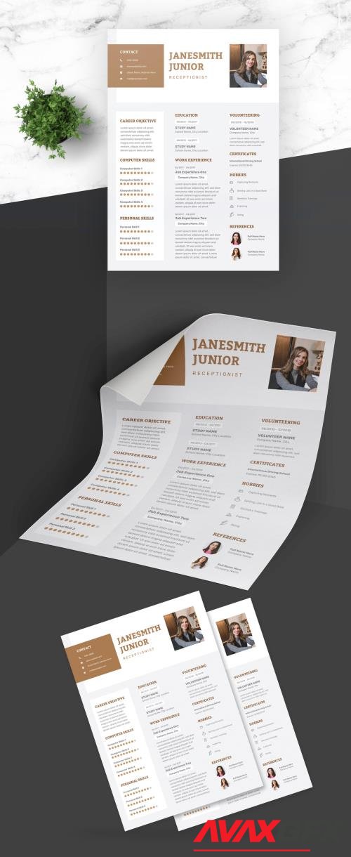Adobestock - Feminine Resume with Brown Accents 430459281