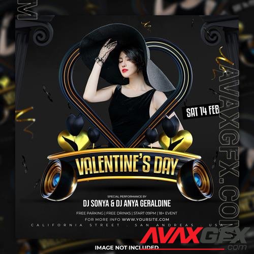 PSD valentines day party flyer social media post