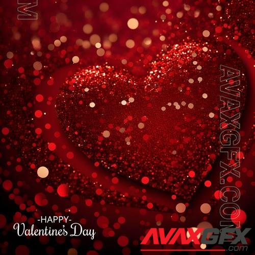 PSD red glitter valentines day party heart background vol 2