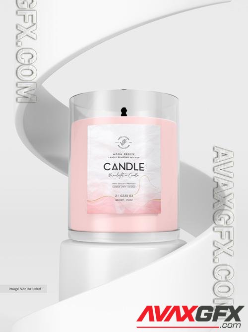 PSD transparent glass candle jar branding mockup