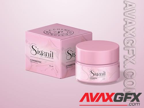 PSD glossy plastic cosmetic cream container branding mockup