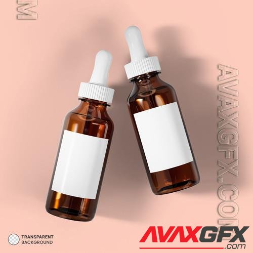 PSD cosmetic serum glass ampoule bottle icon 3d render illustration