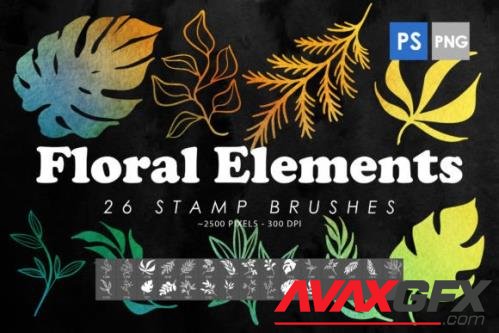 Floral Elements Photoshop Stamp Brushes - 2428456
