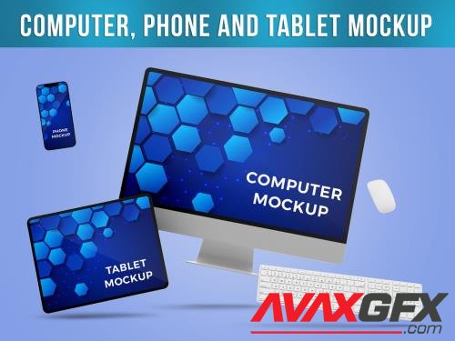 Adobestock - Flying Computer, phone and tablet Mockup 548319872