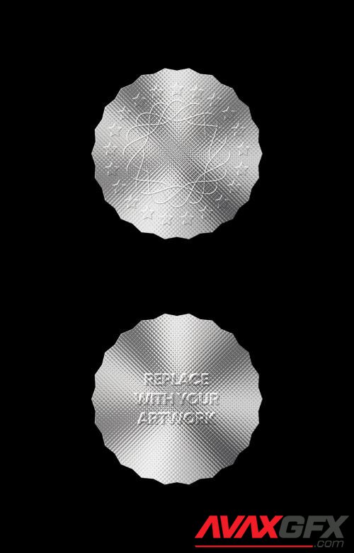 Adobestock - Silver Round Sticker Paper Texture Mockup Template 547732207