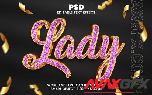 PSD lady glitter 3d editable photoshop text effect style with background