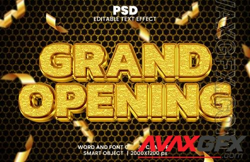 PSD grand opening luxury 3d editable photoshop text effect style with modern background