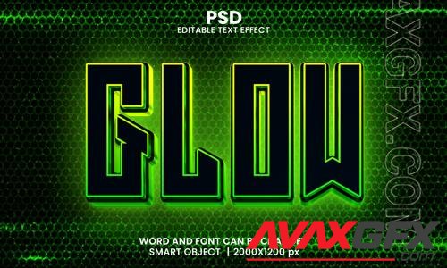 PSD glow 3d editable photoshop text effect style with modern background