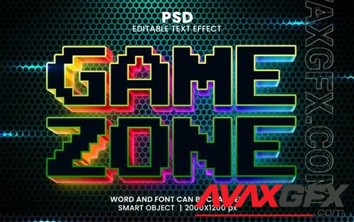 PSD game zone 3d editable photoshop text effect style with modern background