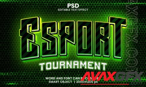 PSD esports tournament 3d editable photoshop text effect style with modern background