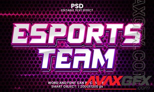 PSD esports team 3d editable photoshop text effect style with modern background