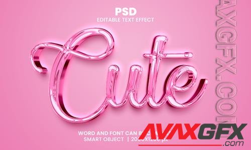 PSD cute chrome 3d editable photoshop text effect style with modern background