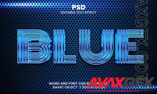 PSD blue 3d editable photoshop text effect style with modern background