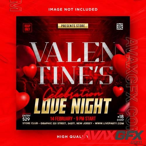 PSD valentines day flyer social media design and night club party flyer template vol 6