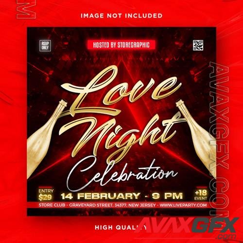 PSD valentines day flyer social media design and night club party flyer template vol 5