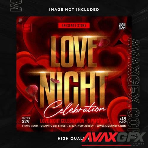PSD valentines day flyer social media design and night club party flyer template vol 4