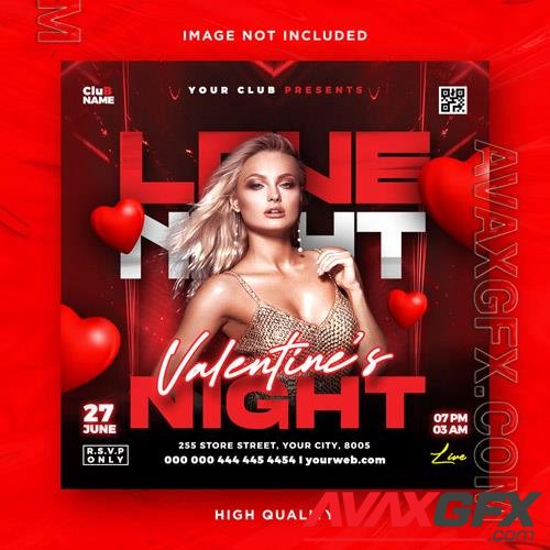 PSD valentines day flyer social media design and night club party flyer template vol 2