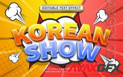 Vector korean television show 3d editable text effect comic style