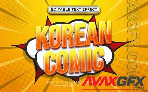 Vector korean ccomic glossy 3d editable text effect