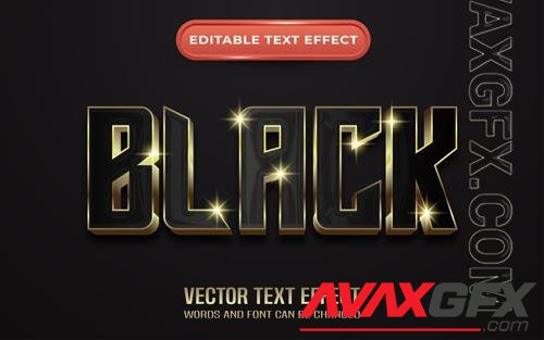 Vector black editable text effect with golden style