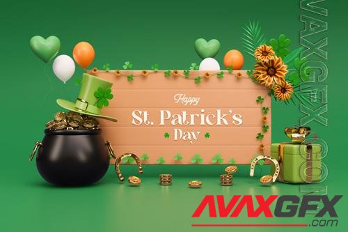 PSD happy saint patrick's day 3d social media banner design template