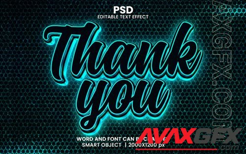 PSD thank you blue 3d editable photoshop text effect style with modern background