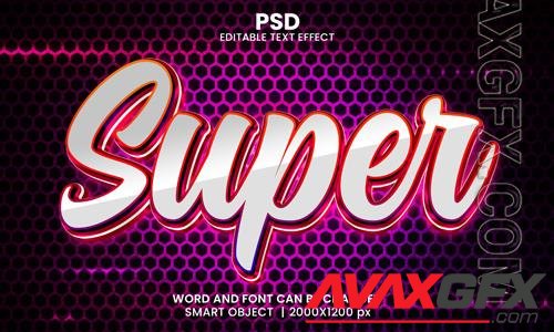 PSD super neon 3d editable photoshop text effect style with modern background