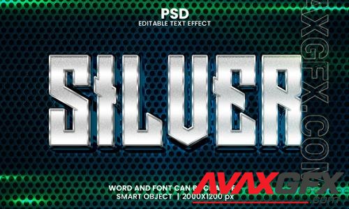 PSD silver 3d editable photoshop text effect style with modern background