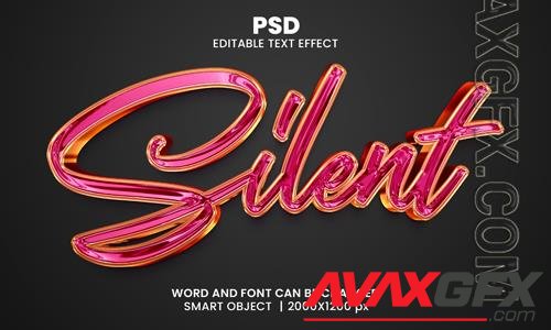 PSD silent chrome luxury 3d editable photoshop text effect style with background