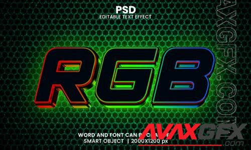 PSD rgb neon 3d editable photoshop text effect style with modern background