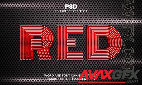 PSD red 3d editable photoshop text effect style with modern background