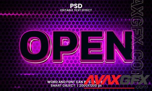 PSD open neon 3d editable photoshop text effect style with modern background