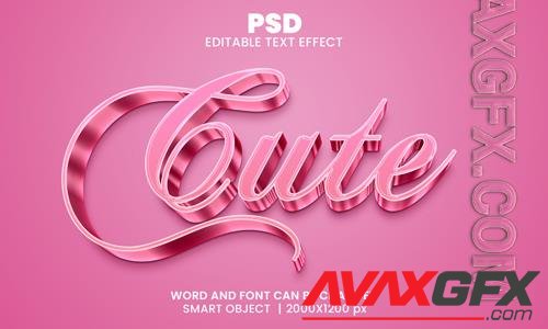 PSD cute 3d editable photoshop text effect style with modern background