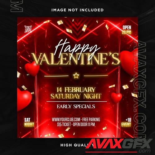 PSD valentines day flyer social media design and night club party flyer template vol 11