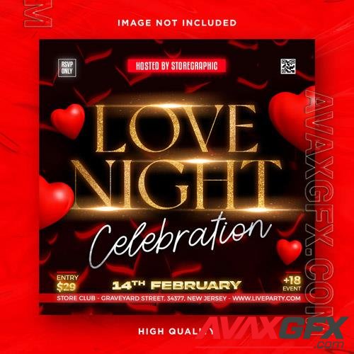 PSD valentines day flyer social media design and night club party flyer template vol 8