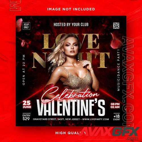 PSD valentines day flyer social media design and night club party flyer template vol 7