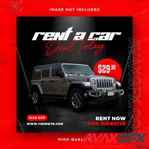 PSD car rental promotion social media instagram post banner template vol 4