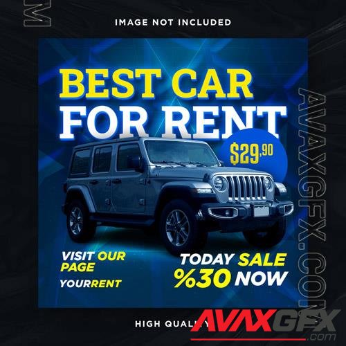 PSD car rental promotion social media instagram post banner template vol 2