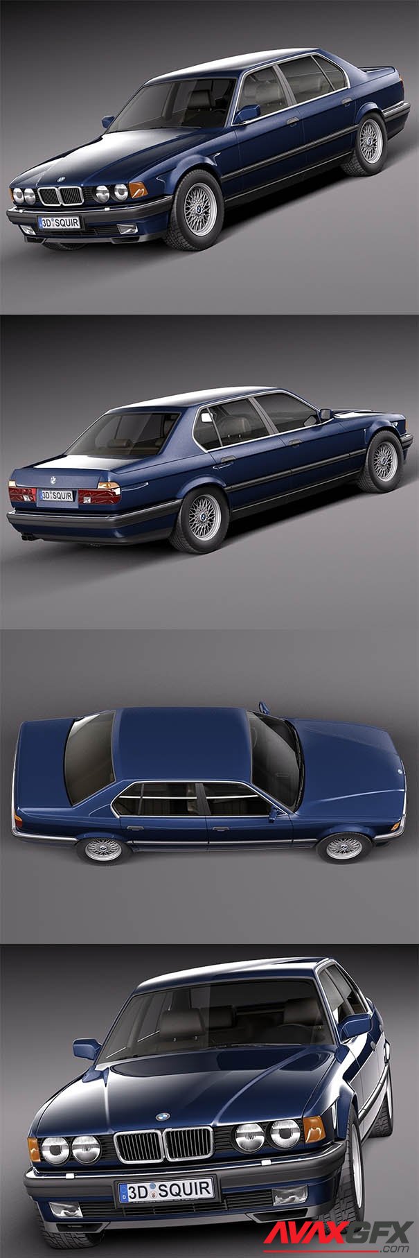 BMW 7-Series e32 1986-1994 3D Model