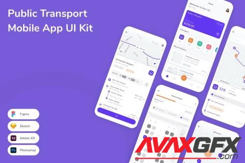 Public Transport Mobile App UI Kit 4E88CTB