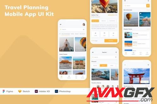 Travel Planning Mobile App UI Kit JVH348R